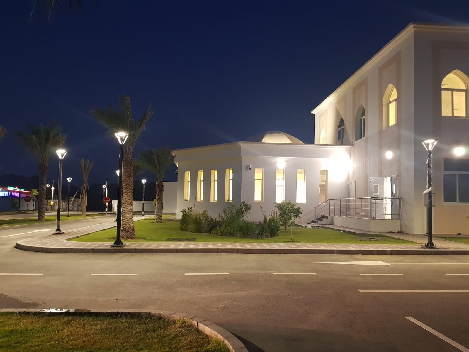 Completed administration building at night, Sultanate of Oman
