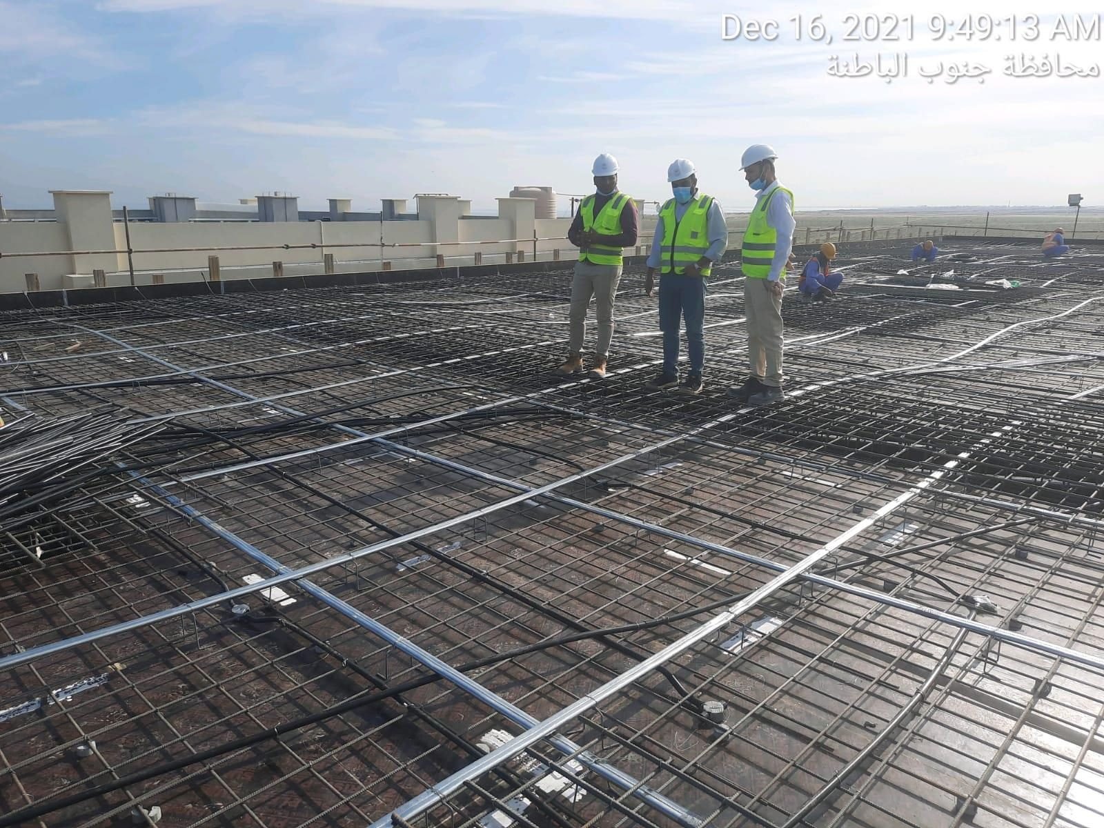 Reinforcement steel being fixed before a concrete pour